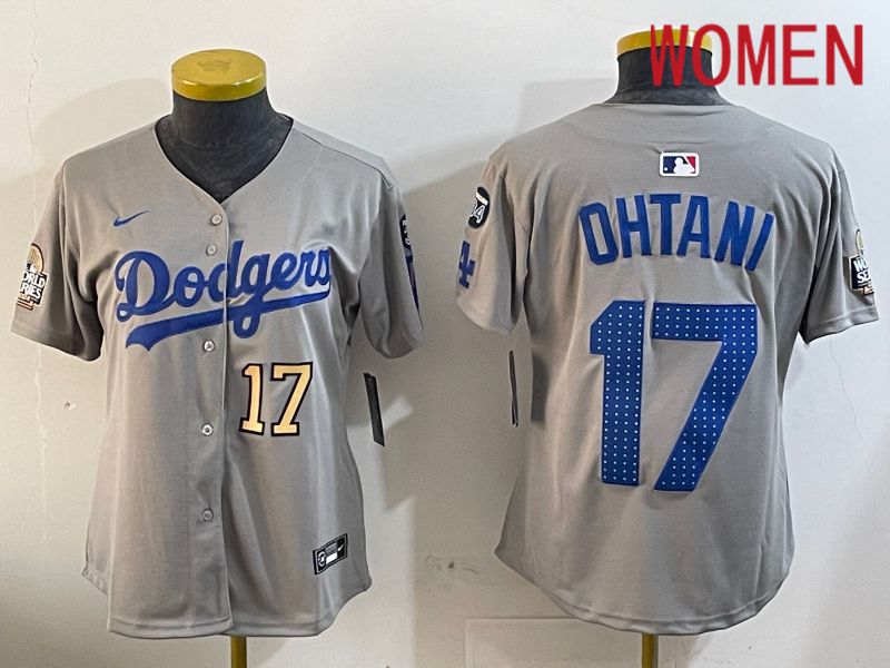 Women Los Angeles Dodgers #17 Ohtani Grey Game 2024 Nike MLB Jersey style 12051